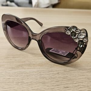 Lane Bryant Elegant Silver Sunglasses with Crystal Accents